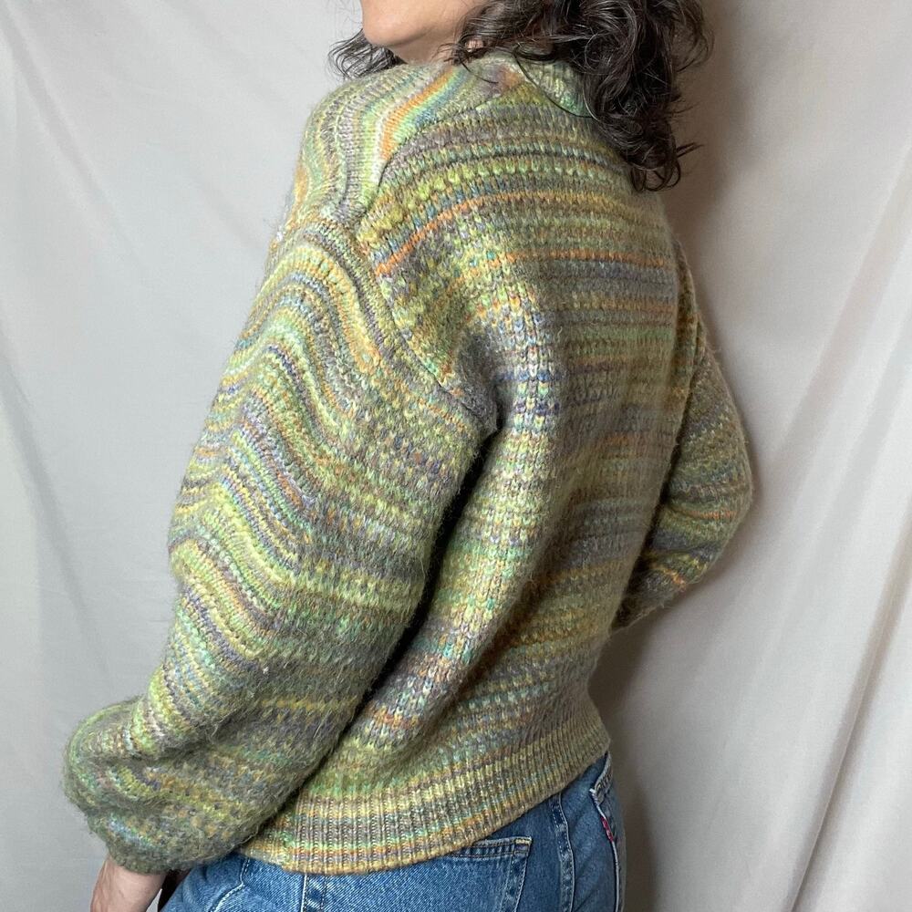 SOLD Universal Thread colorful space dye balloon puff sleeve sweater green - Picture 3 of 17